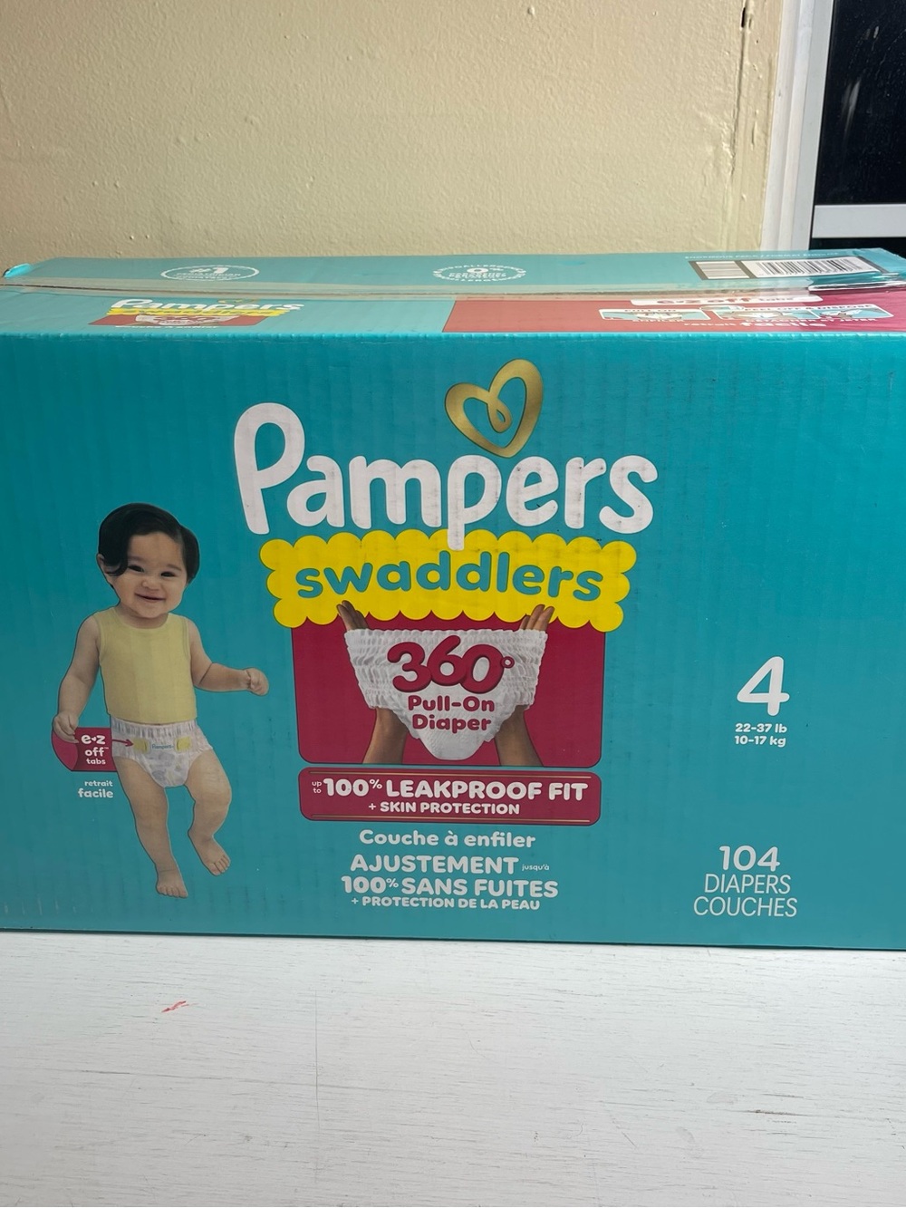 Pampers Swaddlers 360 Pull On Diapers Couches Size 4 (22-37 lb) 104 Count New
